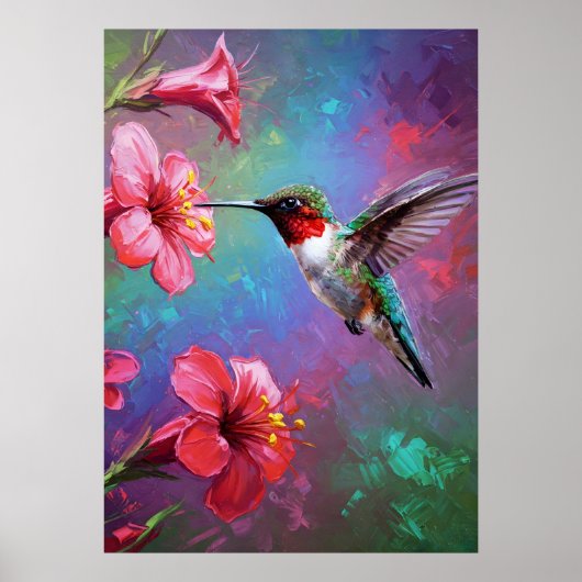 Whispering Blooms: Hummingbird Melody Poster (Voorkant)