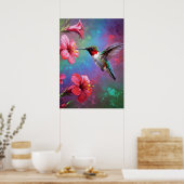 Whispering Blooms: Hummingbird Melody Poster (Keuken)