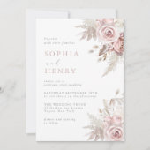 Whispering Blush Garden Wedding Invitation Kaart (Voorkant)