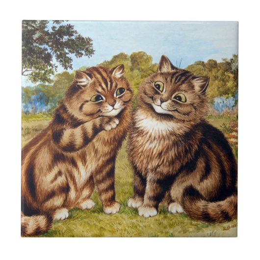 Whispering Cat, Louis Wain Tegeltje (Voorkant)