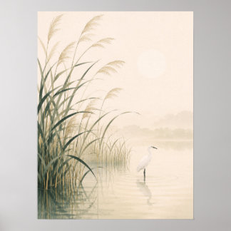 Whispering Reed Marsh Japans Minimalistisch Natuur Poster