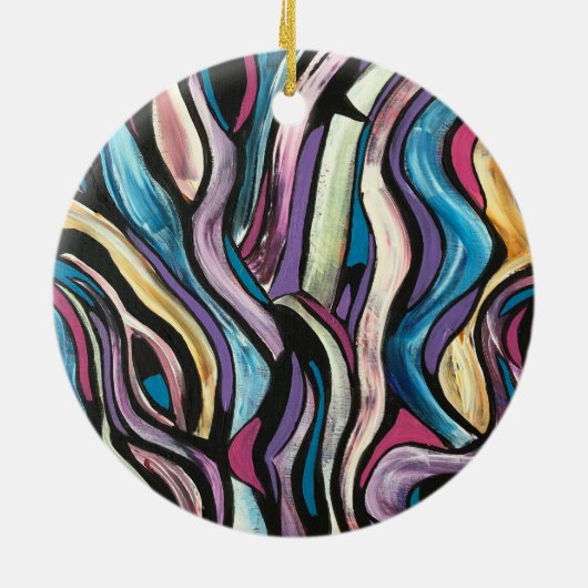 Whispering Tree-Hand Painted Abstract Art Keramisch Ornament (Achterkant)