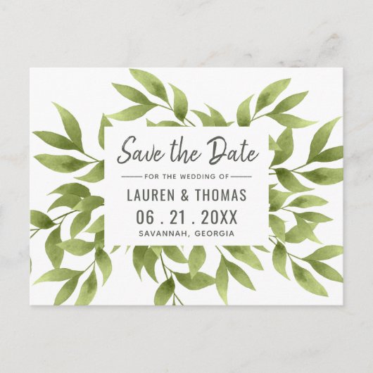 Whispering Willows Save the Date Wedding Briefkaar Aankondigingskaart (Voorkant)