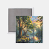 Whisperpering Woods à Dawn Nature Artwork Magnet (Recto/Verso)