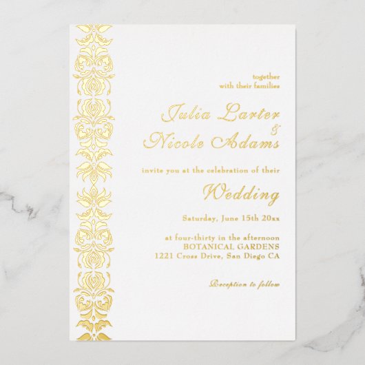 Whispers Lake Swan Lotus Bloemen Mandala Bruiloft Folie Uitnodiging (Voorkant)