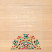 Whispers Lake Swan Lotus Flowers Mandala Wedding Acryl Uitnodigingen (Voorkant)