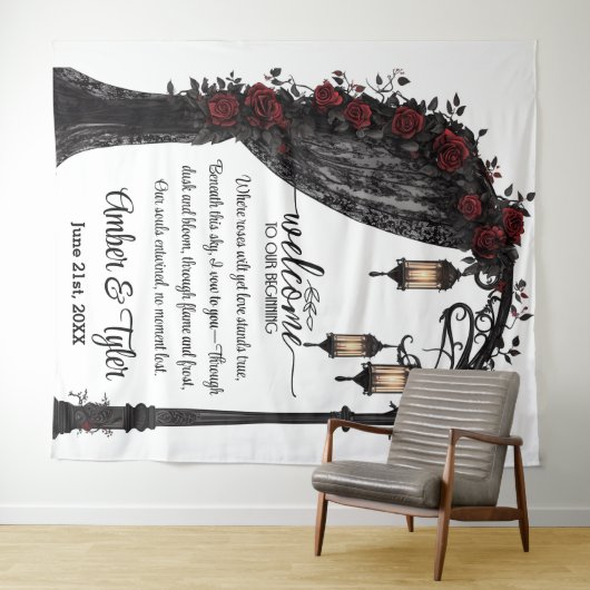 Whispers of Forever Romantic Welcome Backdrop Wandkleed (In Situ (horizontaal))