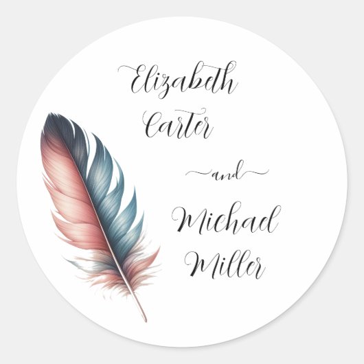 Whispers of Grace Feathered Elegance Minimalisme Ronde Sticker (Voorkant)