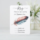 Whispers of Grace Feathered Elegance Minimalisme RSVP Kaartje (Staand voorkant)
