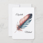 Whispers of Grace Feathered Elegance Minimalisme RSVP Kaartje (Achterkant)
