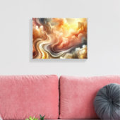 Whispers of Light Abstract Flow in Golden Clouds Canvas Afdruk (Insitu (Woonkamer))