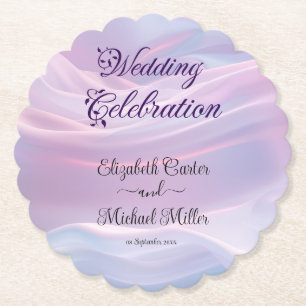 Whispers of Silk: Dromerige pastelgolven Roze Blau Kartonnen Onderzetters