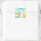Whispers of Spring met een Alpaca Vierkante Sticker (Tas)