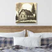 Whispers of the Wild: Rustieke Cabine Canvas Print (Insitu (Slaapkamer))