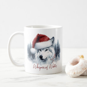 Whispers of Winter - Waterverf Wolf in Santa Hat Koffiemok