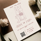 Whissical illustratie met QR-code RSVP bruiloft Kaart