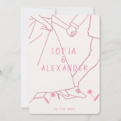 Whissical illustratie met QR-code RSVP bruiloft Kaart (Voorkant)