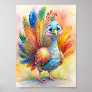 Whistful kalkoenwaterverf, natuurillustratie poster