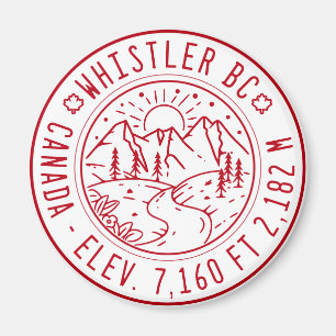 Whistler British Columbia Canada Minimalist Ski Magneet