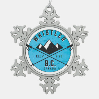 Whistler British Columbia Canada Skiing Ski Tin Sneeuwvlok Ornament