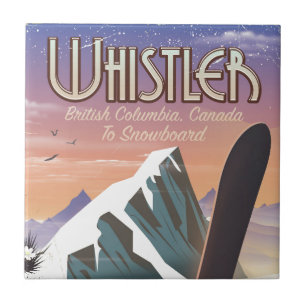 Whistler British Columbia snowboarden poster Tegeltje