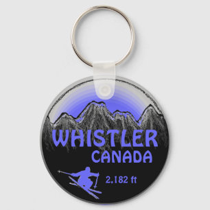 Whistler Canada Blue paarse ski art sleutelhanger