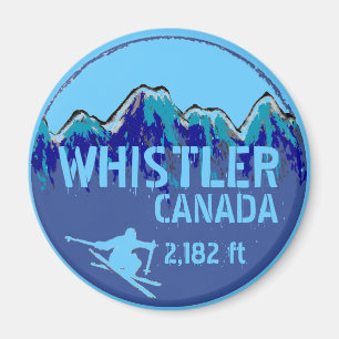 Whistler Canada blue ski art magnet Magneet