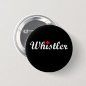 Whistler Canada Script Tekst Maple Leaf Dark Ronde Button 5,7 Cm (Voorkant /achterkant)