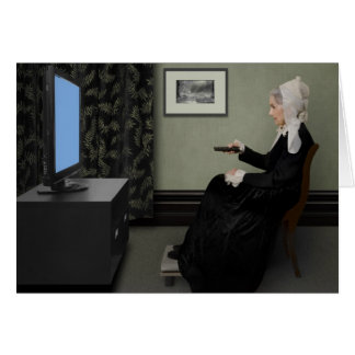 Whistler's moeder die T.V. kijkt. met afstandsbedi