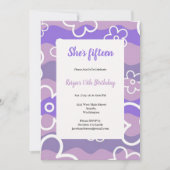 Whit and purple birthday party invitation  (Devant)