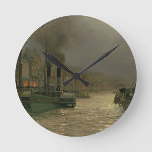 Whitby Harbour - Night, 1899 (olie op canvas) Ronde Klok