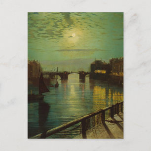 Whitby Harbour van Moonlight John Atkinson Grimsha Briefkaart