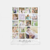 White 16 Photo Collage Monogram Name Calligraphy Fleece Deken (Voorkant)
