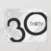 White 30 decade Birthday Briefkaart (Voorkant / Achterkant)