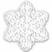 White 3-d Snowflake Sticker (Voorkant)