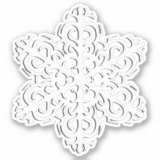 White 3-d Snowflake Sticker (Voorkant)