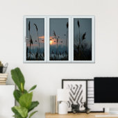White 3-puit-ruitenlampkoppel bij vogels poster (Thuiskantoor)