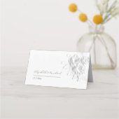 White 3D Flowers Wedding Place Card (Achterkant)