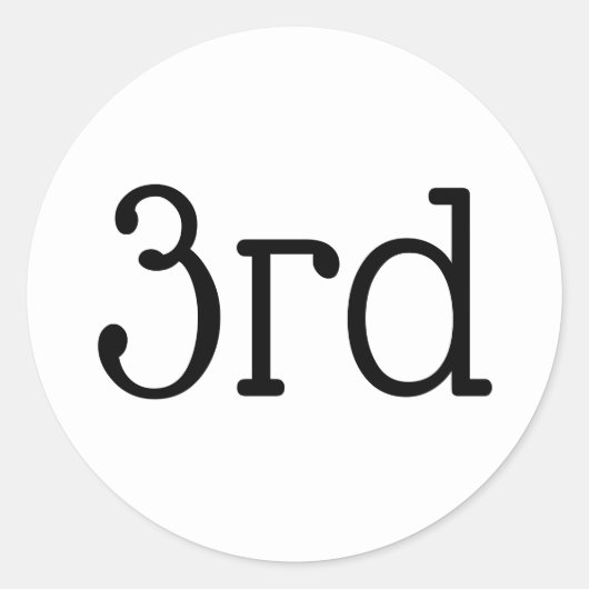 White 3rd Third Place Winner Award Ronde Sticker (Voorkant)