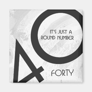 White 40 Decade Birthday Magneet