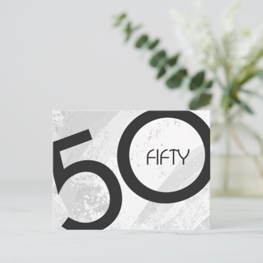 White 50 decade Birthdday Briefkaart (Staand voorkant)