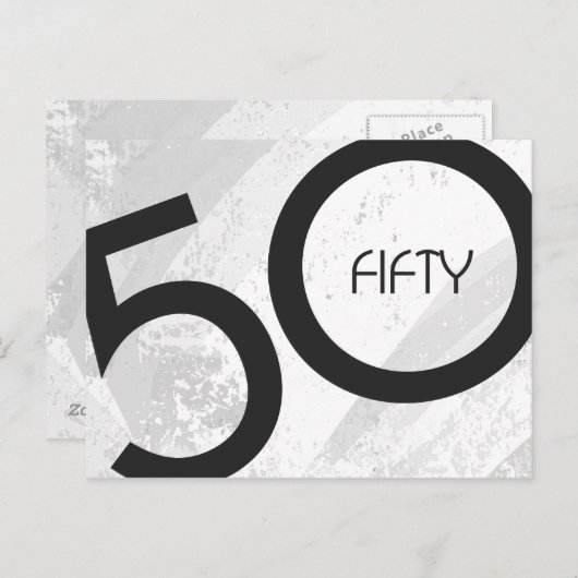 White 50 decade Birthdday Briefkaart (Voorkant / Achterkant)