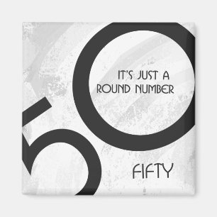 White 50 decade Birthdday Magneet