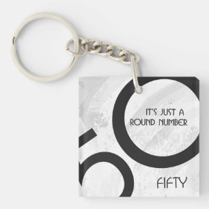 White 50 decade Birthdday Sleutelhanger