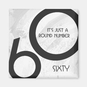 White 60 decade Birthday Magneet