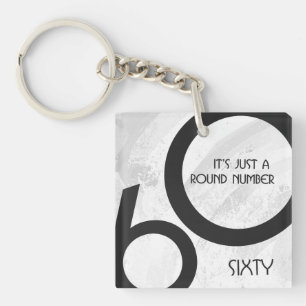 White 60 decade Birthday Sleutelhanger