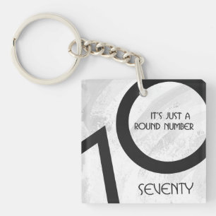 White 70 Decade Birthday Sleutelhanger