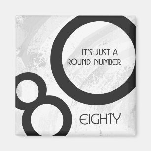 White 80 Decade Birthday Magneet