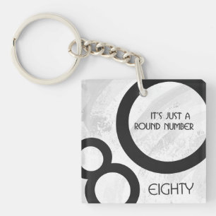 White 80 Decade Birthday Sleutelhanger