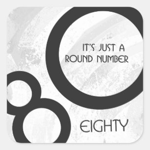 White 80 Decade Birthday Vierkante Sticker